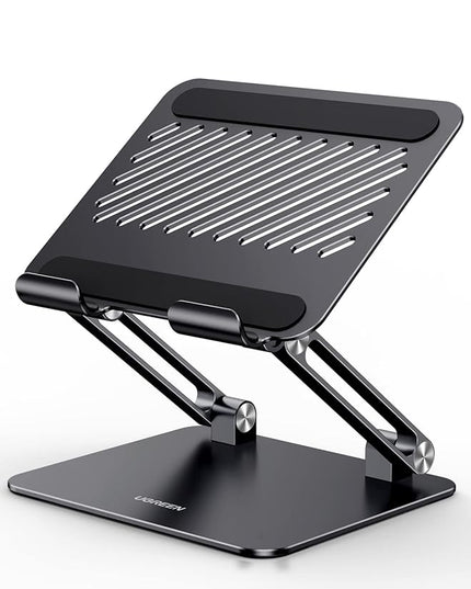 UGREEN Tablet Stand Holder for Desk Dual Rod Support Aluminum Tablet Holder Adjustable Multi-Angle Home Office Accessories Compatible with iPad Pro 13 12 11 10.5 Air Mini 5 4 3 2 Phone E-Reader Black