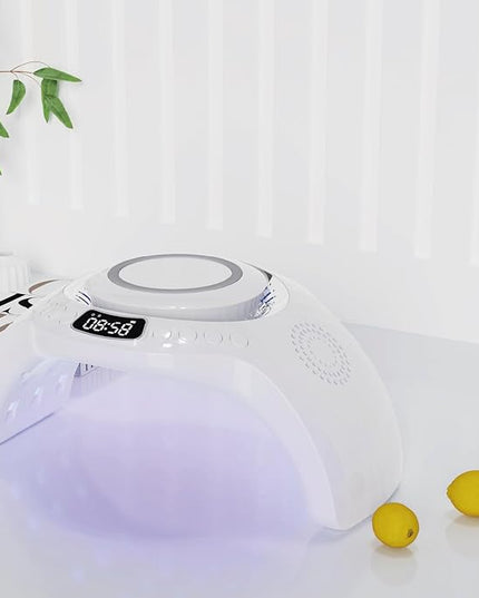 5 in 1 mutifunction Mobile Wireless Charger with Bluetooth Speaker, UV Nail Lights, Clock Alarm,Night Light