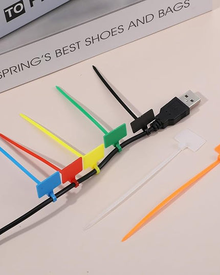 40 Pcs Plastic Tags With Zip Tie Nylon Universal Cable Tie Buckle Multi-Color Self Locking Nylon Writable Marker Ties Wraps Waterproof Shipping Tags Security Seals Label For Cabling