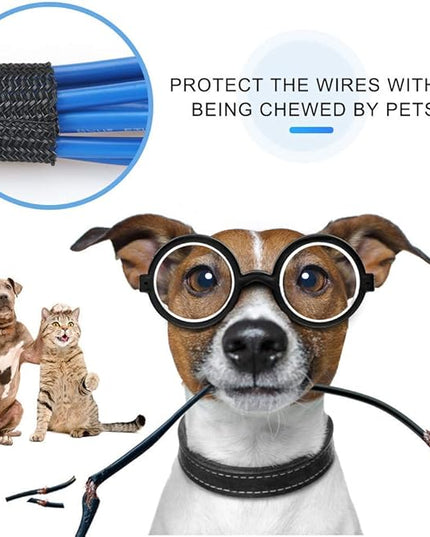 AGPTEK Cable Sleeve Cover, 10ft - 4/5 inch Desk Cord Organizer Cable Hider, Home Office Wire Management Computer TV Wire Loom Tubing, Pet Proof Cord Protector, from Cat Dog Chewing, Black