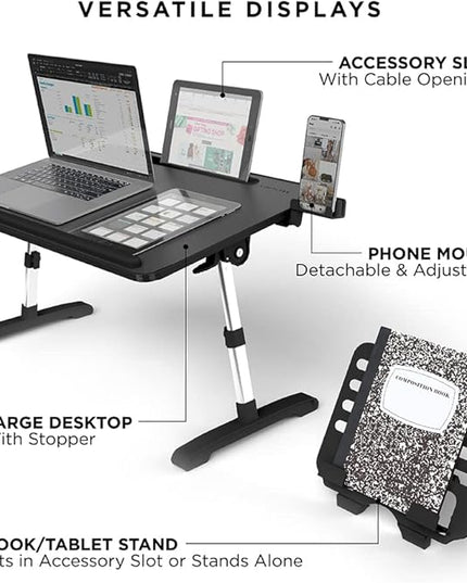 Limitless TotalDesk Portable Modern Workstation and Lap Desk with Adjustable Height & Tilt (Charcoal)