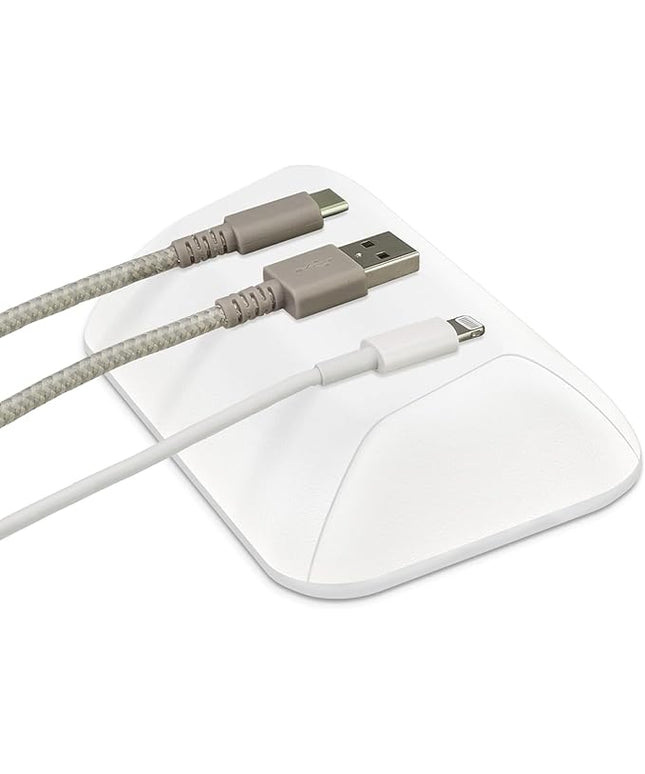 Smartish® Magnetic Cord Holder - Bigger Cable Wrangler Stocking Stuffer Organizer with Magnet Clips for Charger Management on Desktop, Nightstand - Holds 6+ Cables - Snow Day White