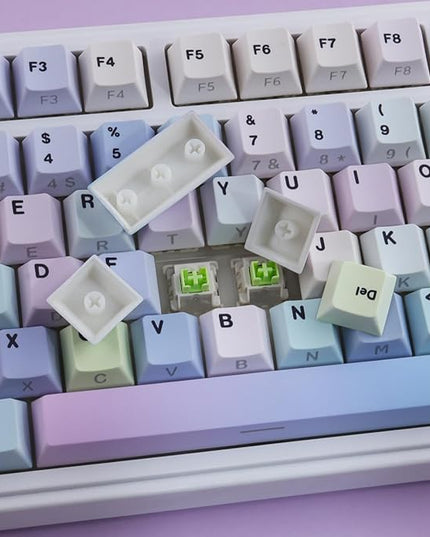 Sunzit Dreamy Purple Keycaps,132 Keys PBT Custom Side Print Keycaps,Cherry Profile Dye Sub Keycap Set,Cute Shine Through Keyboard Key caps for Mechanical Keyboards