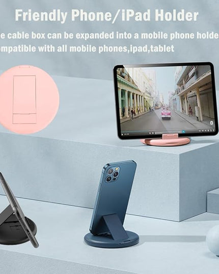 Multi USB C Adapter Kit, Charging Cable Case USB C to Type C/Micro/USB A Converter Contains Card Storage,Phone Holder, Tray Eject Pin for Traveling(Pink)