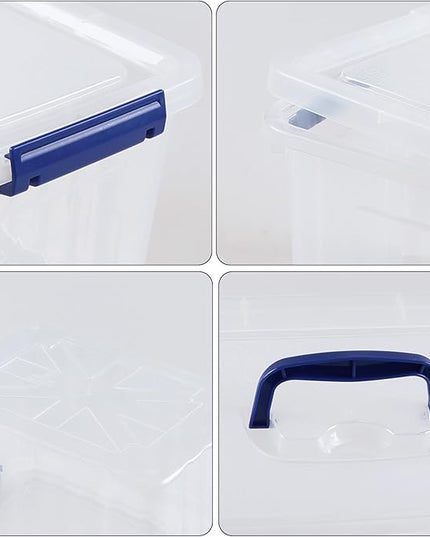 Vababa 4-Pack 10 L Clear Plastic Latch Storage Boxes with Lids