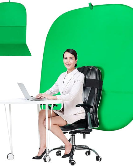 Portable Green Screen Chair, 59 in Greenscreen Backdrop with Stand Double Sided Foldable Green Background, Chroma Key, for Video Chats and Meetings, Photography, Photo Zoom, Streaming Games