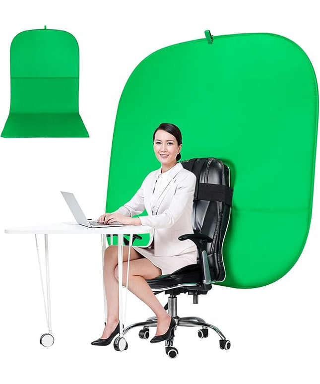 Portable Green Screen Chair, 59 in Greenscreen Backdrop with Stand Double Sided Foldable Green Background, Chroma Key, for Video Chats and Meetings, Photography, Photo Zoom, Streaming Games
