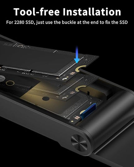 FIDECO M.2 NVMe SSD Enclosure, M.2 NVMe to USB Adapter, USB 3.2 Gen 2 (10Gbps) SSD Reader for M & M+B Key, Sandwich Style Design, Tool-Free Installation, Support UASP and Trim
