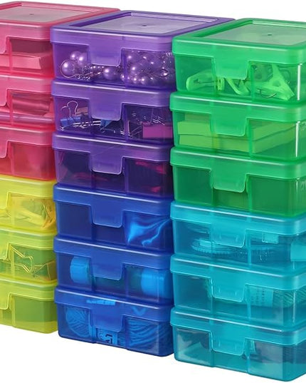 novelinks 18 Pack Small Plastic Storage Containers Color Arts & Crafts Storage Boxes & Organizers Stackable Small Containers With Lids For Organizin (Set 2)