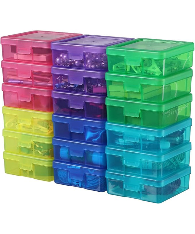 novelinks 18 Pack Small Plastic Storage Containers Color Arts & Crafts Storage Boxes & Organizers Stackable Small Containers With Lids For Organizin (Set 2)