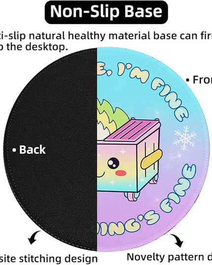 3 Pack Colorful Dumpster on Fire Small Mouse Pad, Cute Funny Round Mousepad with Non-Slip Rubber Base, This is Fine Mouse Pads for Desk Accessories Laptop Gaming Office Supplies Decor(8.6 x 8.6 Inch)