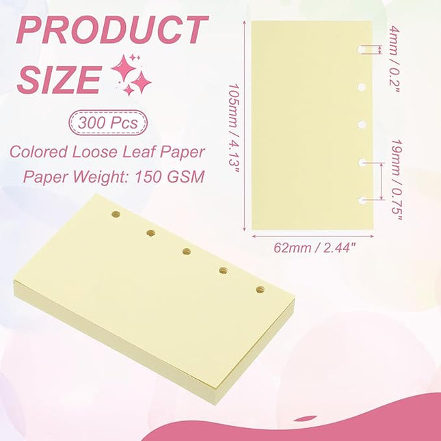 PATIKIL Colored Loose Leaf Paper, 4.1" x 2.5"(A8) 300 Sheets 5 Holes Punched 150GSM Blank Binder Refill Paper Supplies for Office Note Taking Teacher Planner Journal Notebook, Pink