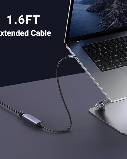 UGREEN USB C to Ethernet Adapter, 1.6FT Gigabit RJ45 to USB 3.0 Type-C (Thunderbolt 3) Ethernet LAN Network Adapter, Compatible with MacBook Pro, iPad Pro, Dell XPS and More