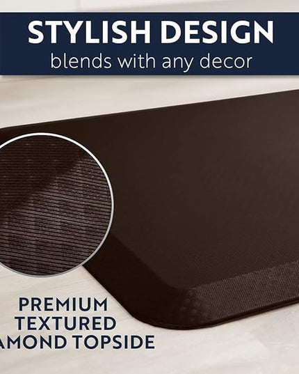 KANGAROO Thick Ergonomic Anti Fatigue Mats for Kitchen Floor, Cushioned Standing Office Desk Mat, Waterproof Scratch Resistant Topside, Supportive All Day Comfort Padded Foam Rugs, 20x32, Brown