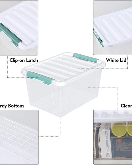 4 Pack 20 Quart Plastic Organizer Bins with Lids, Multi-use Clear Latching Storage Boxes