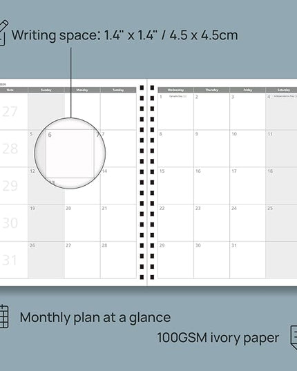 POPRUN 2026 Planner (Large Size 10'' x 8'' Wire-Bound Hard Cover) Daily Weekly and Monthly Calendar - Agenda 2026 (Jan.2026-Dec.2026) with Hourly Schedule, Monthly Tabs - Pacific Green