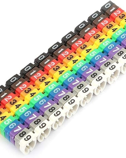 Fafeicy Wire Markers, 100 PCS KCM-6MM 6 Square, Plastic Wire Number Labels for Marking Color Coded Cables