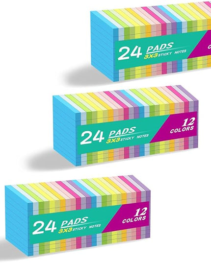 (72 Pack) Lined Sticky Notes 3x3 in,Notepads with Lines,Ruled Stickies Super Sticking Power,Office School Memo Note Pads Bright Colors,Post on Windows Doors,Recyclable,Easy to Write on