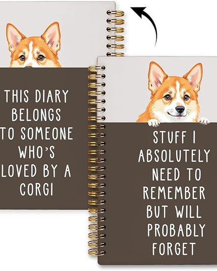 LIANGW Funny Corgi Gifts for Women & Men, Corgi Lovers Gifts Spiral Notebook Journal for Writing, Pet Dog Mom Owner Gift, 5.5x8.3 Inch