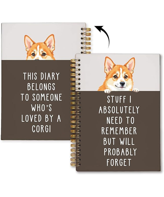 LIANGW Funny Corgi Gifts for Women & Men, Corgi Lovers Gifts Spiral Notebook Journal for Writing, Pet Dog Mom Owner Gift, 5.5x8.3 Inch