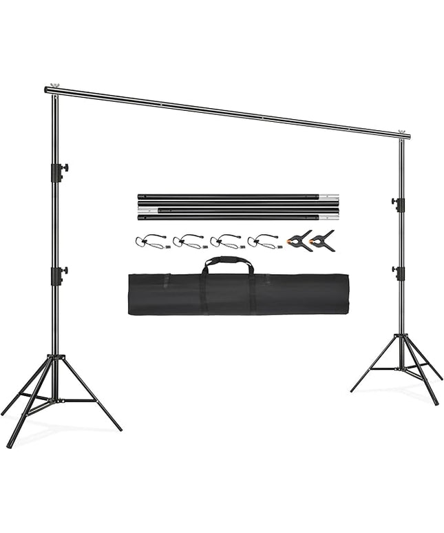 VEVOR 11.5 x 9.6 ft Heavy Duty Backdrop Stand, Height Adjustable Photography Backdrop Stand, Background Support System with 6 Clamps and A Carry Bag, for Party, Wedding, Display, Photo