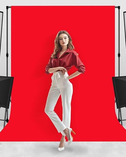 Photo Backdrop Red Background Cloth Professional Photography Solution 10x10ft Seamless Design to Eliminate Wrinkles Wedding Luxury Theme Decoration Art Exhibition Gallery Display