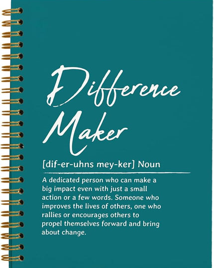 OXW Difference Maker Gift Notebook Journal, Office Notebook for Work, Thank You Gifts for Leader Mentor Boss, Leadership Gifts Journal, Turquoise Spiral Notebook 5.5 x 8.3