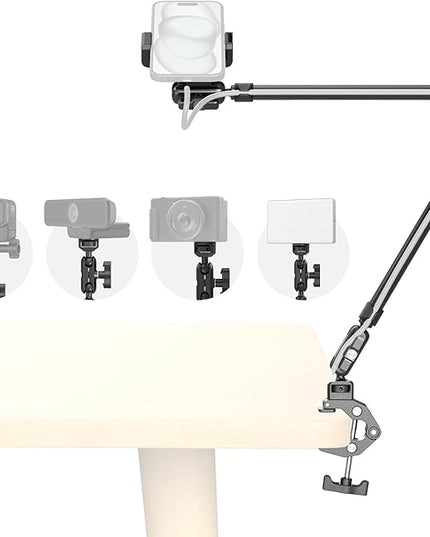 SmallRig 22.4" Magic Arm with Super Clamp, Overhead Phone Mount, Flexible Desk Camera Mount with 1/4" Screw and Cable Clip, Max Load 2.2lb, for iPhone, Action Camera, Video Light, Webcam, Mic - 5625
