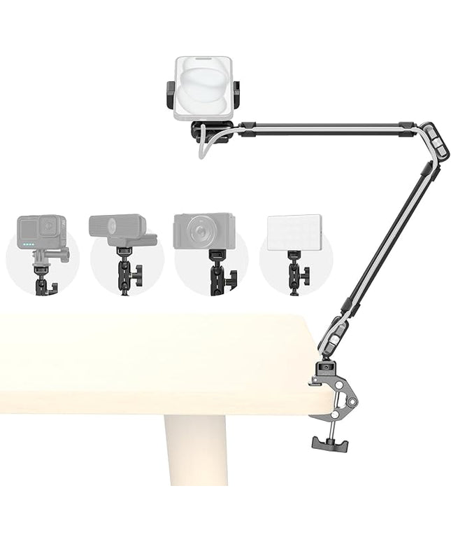 SmallRig 22.4" Magic Arm with Super Clamp, Overhead Phone Mount, Flexible Desk Camera Mount with 1/4" Screw and Cable Clip, Max Load 2.2lb, for iPhone, Action Camera, Video Light, Webcam, Mic - 5625