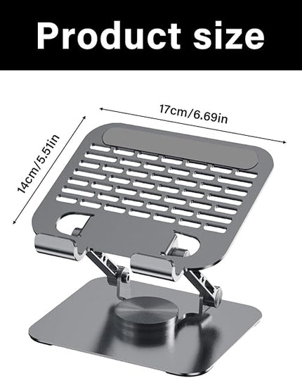 Portable Aluminum Tablet Stand 360°Adjustable Nonslip Holder for Most Phones Tablets & Laptops Ergonomic Rotating Tablets Stand