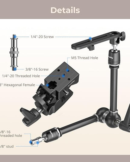 SMALLRIG Friction Magic Arm Camera Mount with Super Clamp and Platform, Overhead Camera Desk Mount Srand, Studio Space Saver, Heavy Duty Mount/Bracket for Lights, Cameras