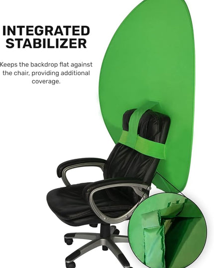 Webaround Big Shot 56" | Green | Portable Collapsible Webcam Backdrop | Attaches to Any Chair | Wrinkle-Resistant Fabric | Ultra-Quick Setup and Takedown | Perfect for Zoom, Webex, Teams, etc.