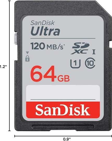 SanDisk (2-Pack) 64GB Ultra SDXC UHS-I Memory Card - 120MB/s, C10, U1, Full HD, SD Card - SDSDUN4-064G-GN6IN + Green Extreme 4 in 1 Memory Multi Card Reader