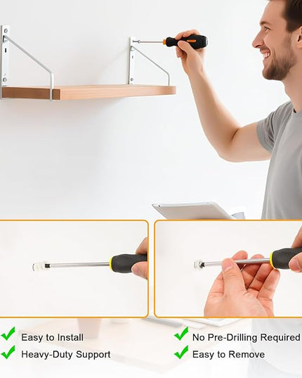 KURUI #8 Self Drilling Drywall Anchors with Screws Kit, Heavy Duty Dry Wall Anchors for Hanging Sheetrock, 50 Self-Tapping Plastic Drywall Hangers 50 Sheet Rock Screws, 100PCs Mounting Hardware -75LB