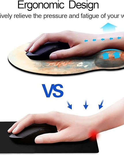 Ergo Comfort Gel Wrist Rest Mouse Pad-Ergonomic Office Mousepad with Wrist Support-Non-Slip, Design Desk Accessories Mat for Home&Game Decor Japanese Floral