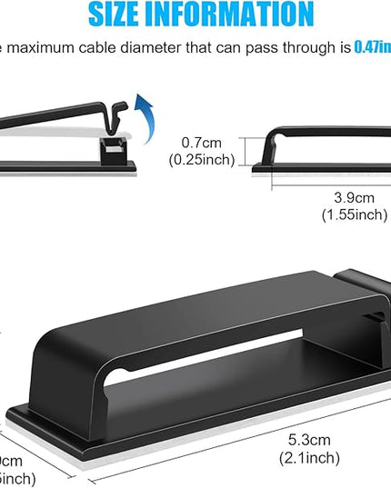 XHF 100 PCS Self Adhesive Cable Clips(L) Black,Wire Clips Cable Management Wire Organizer Cord Holder for Under Desk, Car, Wall, TV PC Ethernet Cable