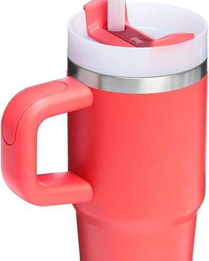 STANLEY Quencher H2.0 Tumbler with Handle and Straw 14 oz | Flowstate 3-Position Lid | Cup Holder Compatible for Travel | Insulated Stainless Steel Cup | BPA-Free | Hot Coral