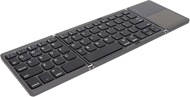 Gugxiom Foldable Wireless Keyboard with Touchpad, Foldable Design 63 Keys BT 3.0 Keyboard for Smartphone Tablet Laptop Travel, Mute, Pocket Size, USB Charging (Dark Gray)