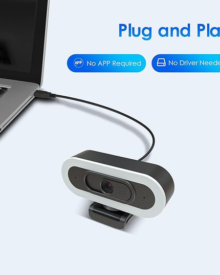 saylas 2K Webcam with Lights, HD Webcam for PC, 2K@60FPS Web cam with Microphone, 65° FOV, Autofocus, Noise Cancellation, Privacy Cover, Web Camera for Computer/Laptop, USB Streaming Computer Camera