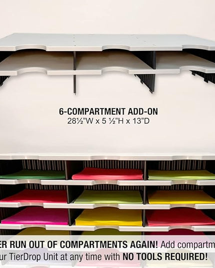 Desktop Organizer 12 Letter Tray Sorter with Hanging File Topper & 3 Supply Drawers - TierDrop Desktop Organizer Stores All of Your Documents, Books, Binders and Supplies in One Compact Modular System