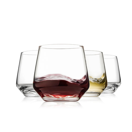 Stemless Wine Glasses Set of 4 for Red/White Wine, Dishwasher-Safe, 13.5 oz