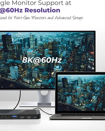 Thunderbolt 4 Dock Dual Monitor USB-C - 40Gbps Docking Station - 8K/4K Displays Compatible with Windows/Mac/Chrome (SL-027)