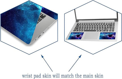 Laptop Skin Sticker Decal Cover, 11.6”12" 13" 13.3" 14" 15" 15.4" 15.6" Laptop Netbook Skin Sticker Cover Art Notebook Protector (2 Wrist Pad Included), Removable Reusable, Easy to Apply, Galaxy Space