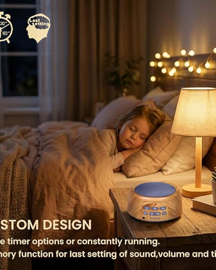 Douni Sleep Sound Machine - White Noise Machine with 27 Soothing Sounds for Sleeping & Relaxation, Timer Settings,Sleep Therapy for Families, Home,Office,Travel.Wood Grain