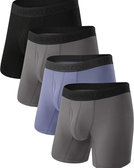 BAMBOO COOL Men's Ultra Breathable Underwear,No Riding Up Boxer Briefs with ComfortFlexible Waistband,Multipack