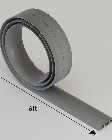 D-Line 6ft Floor Cord Cover, Cable Channel, Protect Cords, Prevent Trips - 0.63" W x 0.31" H - Gray