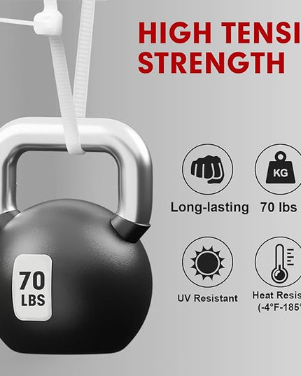Zip Ties, RAZCC 1200pcs Cable Zip Ties 12 Inch, Heavy Duty White Plastic Wire Ties with 70lb Tensile Strength, Self-Locking Nylon Cable Ties, Wire Management for Indoor and Outdoor