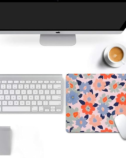 Field of Flowers Pastel Floral Square Mouse pad, Texture, Waterproof, Anti Slip Rubber Base, Computer Mouse pad, Laptop Mouse pad