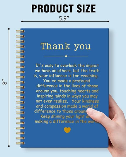 Thank You Navy Blue Hardcover 160 Pages Spiral Notebooks, Funny Thank You Gifts for Women Men Coworkers Leader Mentor, Appreciation Gifts for Employees, Thanksgiving Gifts for Colleagues Leaders
