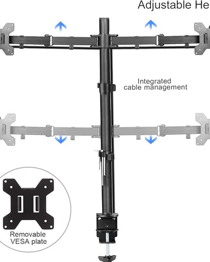 Suptek Dual Monitor Desk Mount, Adjustable Dual Monitor Arm for 2 Computer Screens up to 27 inch, Extra Tall 31.5" Pole Dual Monitor Stand for Desk, Holds up to 22 lbs(MD6842)